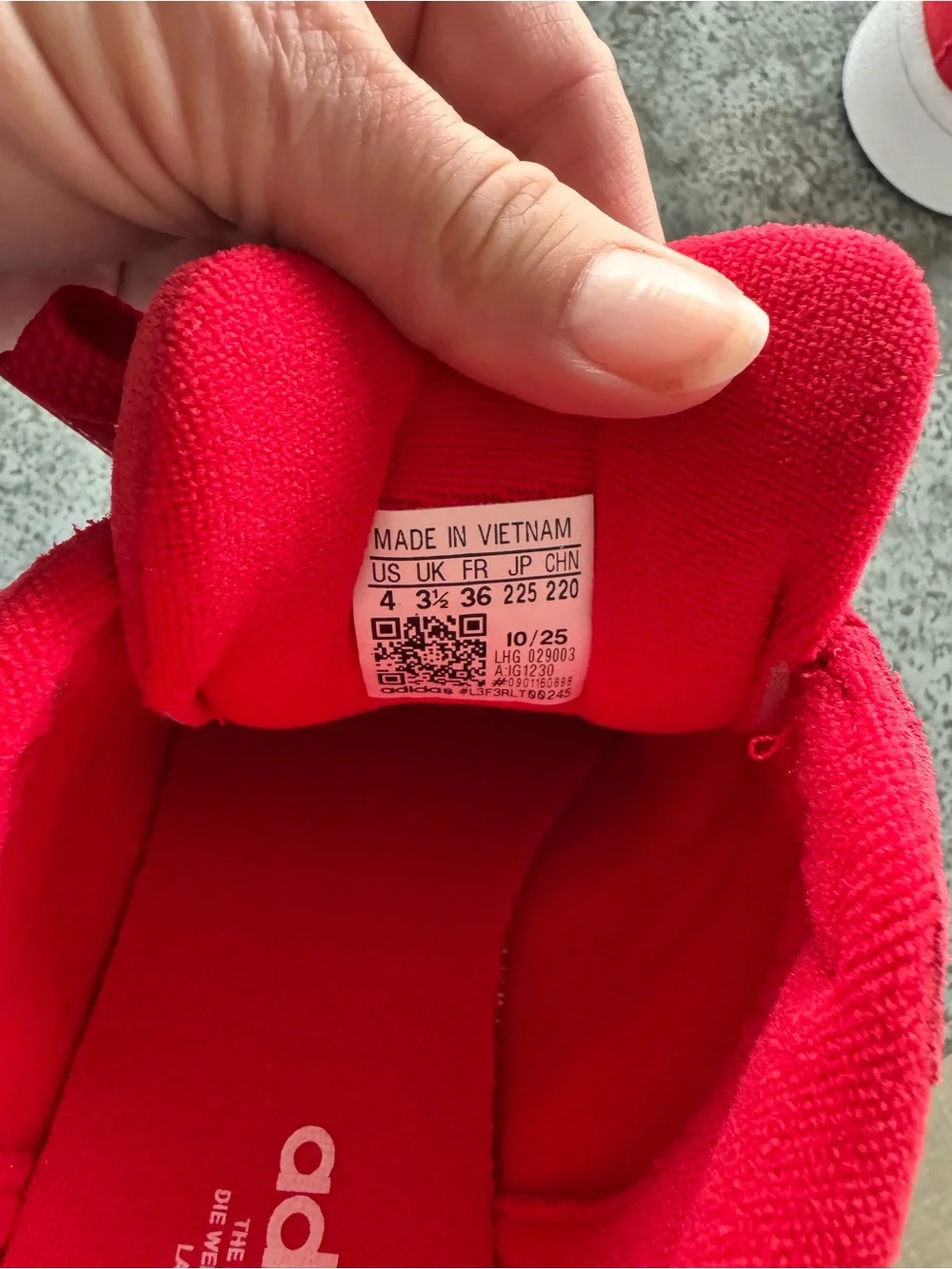 Adidas Campus kid’s Red Suede Sneakers with White Stripes